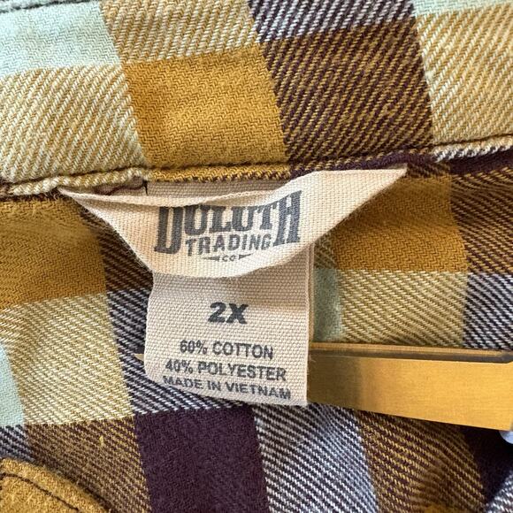 Duluth Trading Plaid Flannel Shirt Women’s Size 2X Long Sleeve Button Up Pocket - Picture 13 of 16